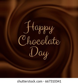 Happy Chocolate Day Background With Melted Chocolate Swirl
