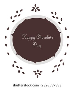 Happy chocolate day card with brown design on a white background