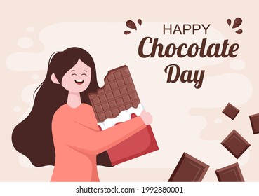 Feliz Día del Chocolate Ilustración Vector. Adecuado para tarjetas de felicitación, carteles y fondo