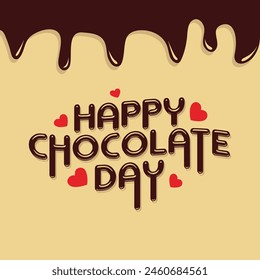 Happy chocolate day cute lettering design with chocolate effect. Chocolate day greeting card vector logo. Modern brush ink calligraphy. Chocolate day poster, banner, template design.