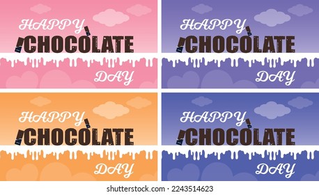 Happy chocolate day flat illustration, chocolate day post greeting card, banner, poster. 7th july post design. chocolate lover. chocolate theme post vector.