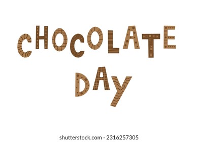 Happy chocolate day  handwritten text vector illustration isolated on white background for World Chocolate Day, modern calligraphy. Hand lettering for poster, postcard, label, sticker, logo, template