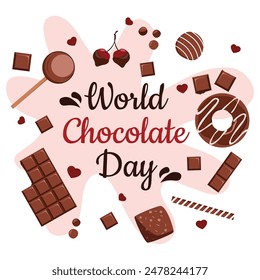 Happy chocolate day handwritten text isolated on white background for World Chocolate Day. background with splash chocolate and typography. World chocolate day. vector illustration.