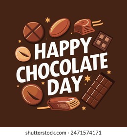 happy chocolate day with ice cream vector design