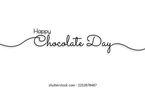 Happy Chocolate Day line lettering. Hand drawn modern vector calligraphy isolated on white background. Simple inscription with swashes, wavy lettering text.