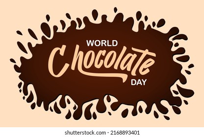 Happy chocolate day postcard or banner. Hand sketched Happy Chocolate day lettering typography.