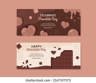 Feliz Día del Chocolate Plantilla de Banner de Medios Sociales Ilustración Vector de Fondo de Dibujo Plano