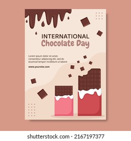 Happy Chocolate Day Social Media Poster Template Flat Cartoon Background Vector Illustration