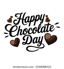 Happy Chocolate Day Typography Calligraphy Art, Vector Design, vector illustration background.