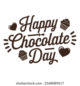 Happy Chocolate Day Typography Calligraphy Art, Vector Design, vector illustration background.