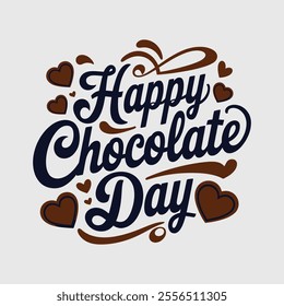 Happy Chocolate Day Typography Design - Sweet Romantic Calligraphy Art.