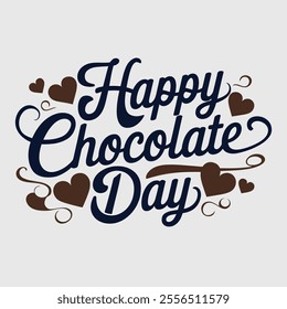 Happy Chocolate Day Typography Design - Sweet Romantic Calligraphy Art.