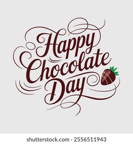 Happy Chocolate Day Typography Design - Sweet Romantic Calligraphy Art.