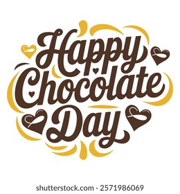 Happy Chocolate Day Typography Design -Vector Romantic Calligraphy Art.