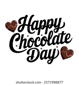 Happy Chocolate Day Typography Design -Vector Romantic Calligraphy Art.