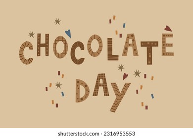 Happy chocolate day vector handwritten text illustration for World Chocolate Day modern calligraphy. Hand lettering for poster, postcard, label, sticker, logo, template