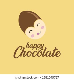 Happy Chocolate logo template cute cartoon icon