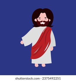 Happy christian jesus cartoon. vector illustration