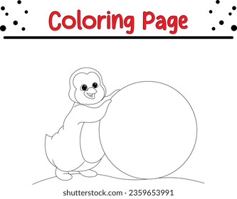 Happy Christmas Animal Coloring page for children. Christmas Vector black and white winter coloring book.