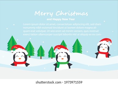 Happy Christmas background with cute Santa Claus and friends.