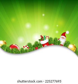 Happy Christmas Border With Sunburst With Gradient Mesh, Vector Illustration