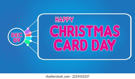 Happy Christmas Card Day, December 09. Calendar of December Retro Text Effect, Vector design