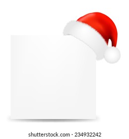 Happy Christmas Card With Santa Hat With Gradient Mesh, Vector Illustration