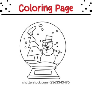 Happy Christmas coloring page for kids. Vector black and white illustration on white background.