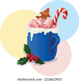 happy christmas cup of cocoa with marshmallows