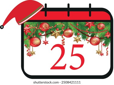 Happy Christmas Date 25 is an icon that symbolizes the Christmas calendar.