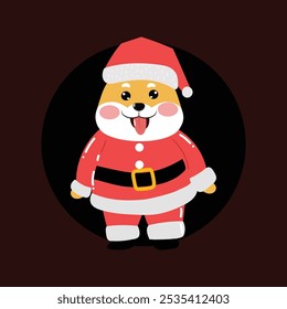 happy christmas day with shiba inu dog character