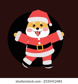 happy christmas day with shiba inu dog character