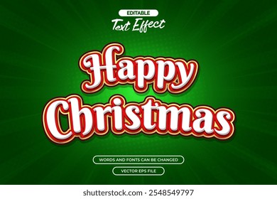 Happy Christmas editable text effect with green gradient background