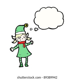 happy christmas elf girl cartoon