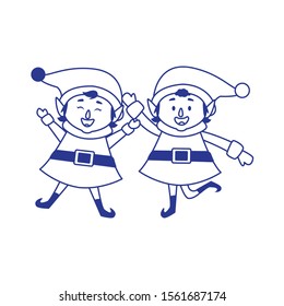 happy christmas elfs icon over white background, vector illustration