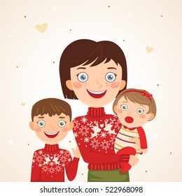 Happy Christmas Family Look Mother Kids Stock Vector (Royalty Free