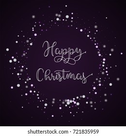 Happy Christmas greeting card. Beautiful falling snow background. Beautiful falling snow on deep purple background.great vector illustration.