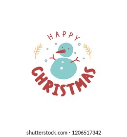 Happy Christmas greeting phrase typography style