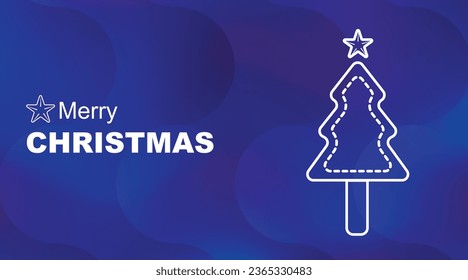 Happy Christmas greetings with star and tree for corporate business background with simple stroke burst