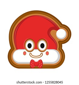 Happy christmas hat gingerbread with a bow tie. Vector illustration design
