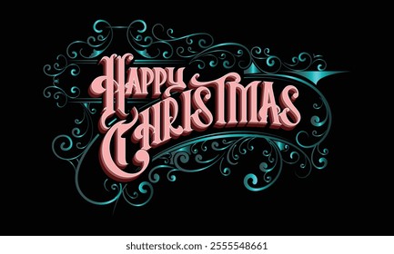 HAPPY CHRISTMAS lettering custom style design