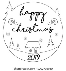 Happy Christmas Minimalist Doodle Vectoral.