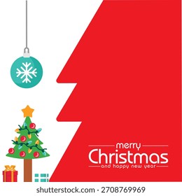 Happy Christmas Party Design, Vector White Background and Red Color Elements, Winter Art Background Template, Eps Vector Art Template Design, Merry Christmas Background, 