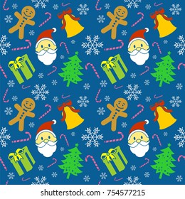 Happy Christmas Pattern Blue