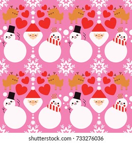 Happy Christmas Pattern in Pink Background
