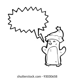 happy christmas penguin with speech bubble