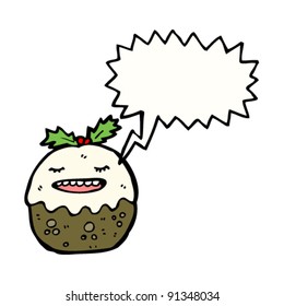 happy christmas pudding cartoon