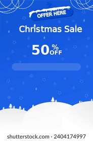 Happy Christmas sale blue poster vector graphic design