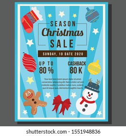 happy christmas sale with gingerbread man vector illustration