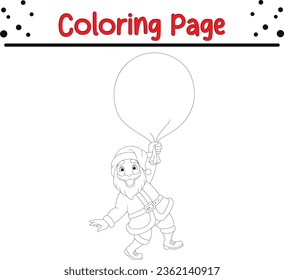 Happy Christmas Santa Claus coloring page. Merry Christmas Black and white vector illustration for coloring book.